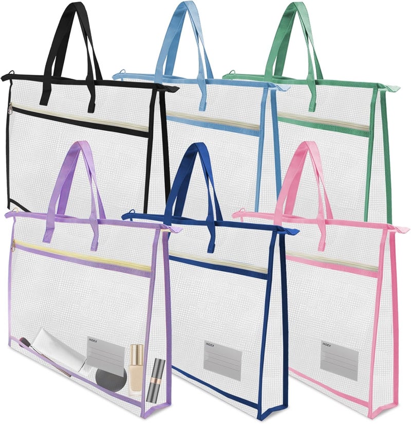 WUEURU 6 Pcs A3 Project Bag for Quilting Craft Storage with Handles for Art Bag Tote Bag File Carrying Storage - Image 1